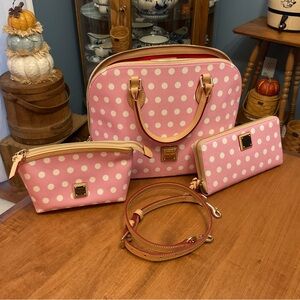 Dooney & Bourke Zip Zip Pink Polka Dot Bag Set